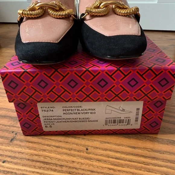 *New in Box* Tory Burch Jessa - 55 mm pump - RARE Pink and Black w/ Gold Accent - Picture 4 of 5